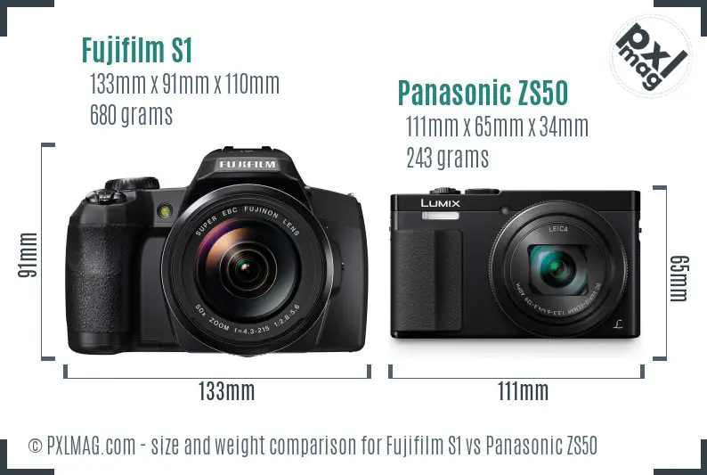 Fujifilm S1 vs Panasonic ZS50 size comparison Fujifilm S1 vs Panasonic ZS50 size comparison