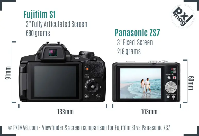 Fujifilm S1 vs Panasonic ZS7 Screen and Viewfinder comparison