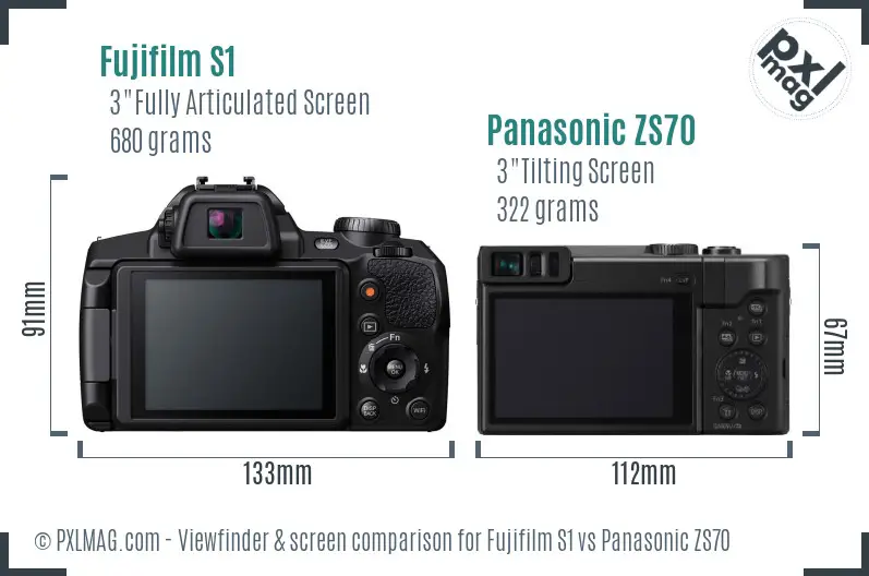 Fujifilm S1 vs Panasonic ZS70 Screen and Viewfinder comparison