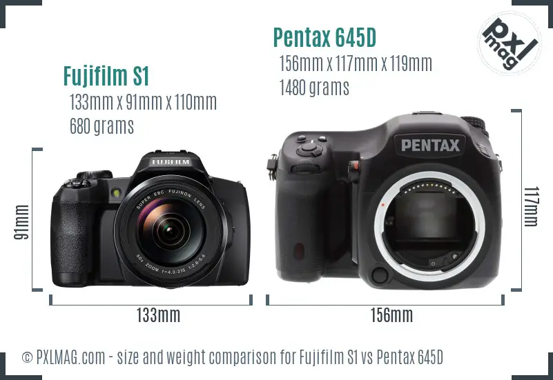 Fujifilm S1 vs Pentax 645D size comparison