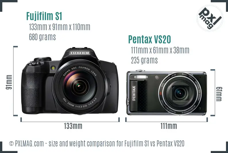 Fujifilm S1 vs Pentax VS20 size comparison Fujifilm S1 vs Pentax VS20 size comparison