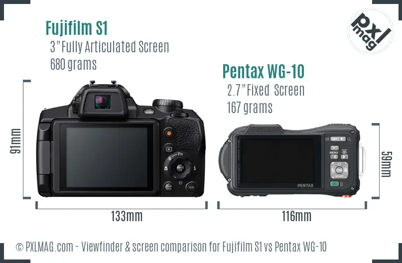 Fujifilm S1 vs Pentax WG-10 Screen and Viewfinder comparison Fujifilm S1 vs Pentax WG-10 Screen and Viewfinder comparison