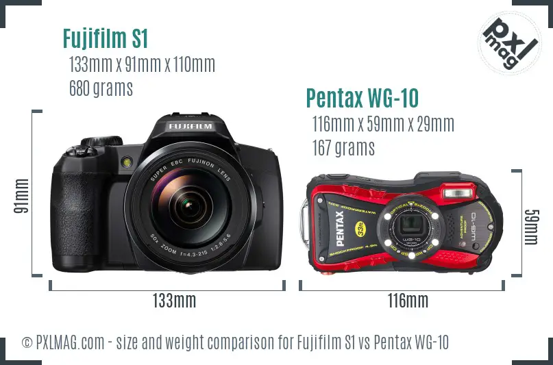 Fujifilm S1 vs Pentax WG-10 size comparison Fujifilm S1 vs Pentax WG-10 size comparison