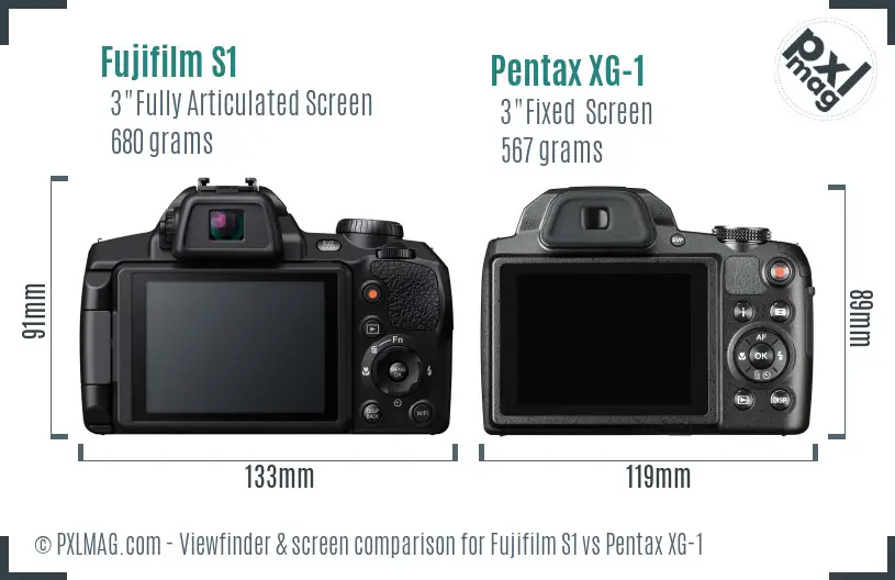 Fujifilm S1 vs Pentax XG-1 Screen and Viewfinder comparison