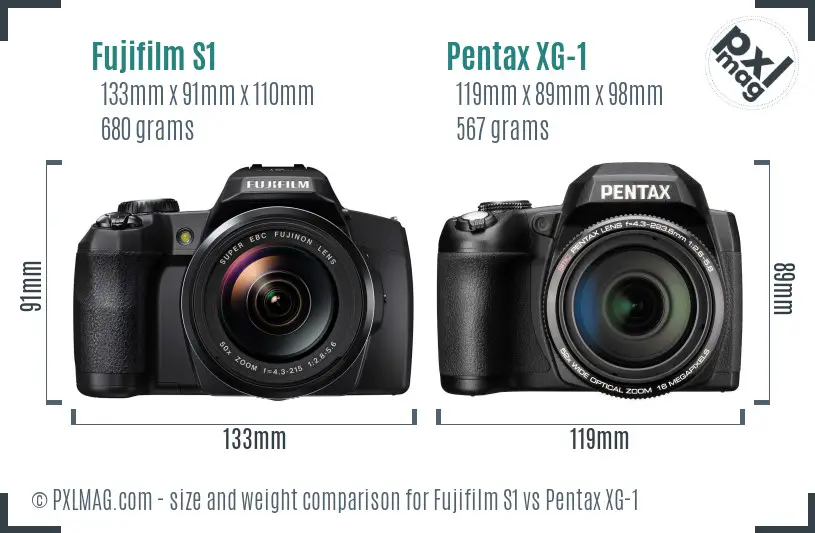 Fujifilm S1 vs Pentax XG-1 size comparison