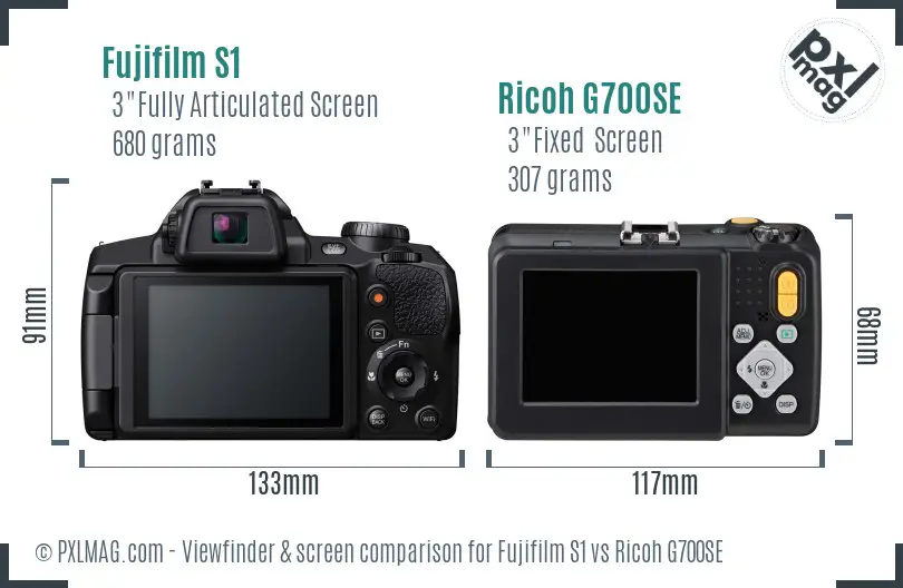 Fujifilm S1 vs Ricoh G700SE Screen and Viewfinder comparison