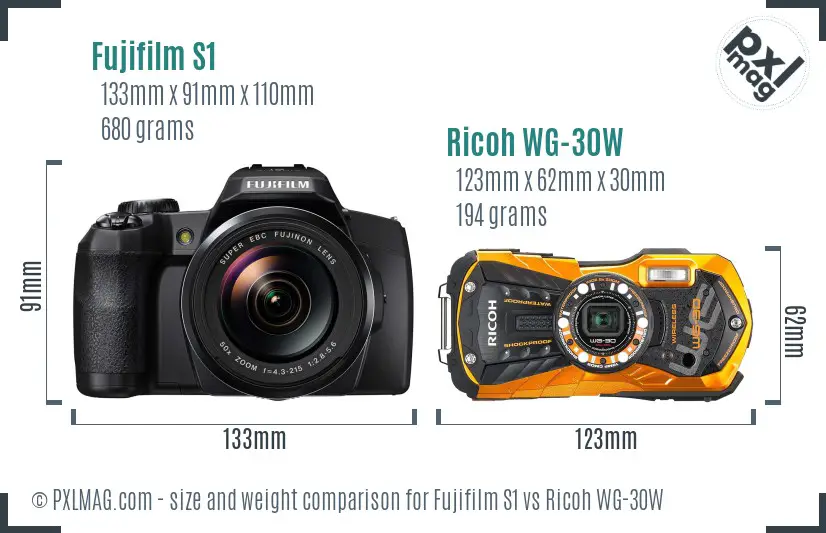 Fujifilm S1 vs Ricoh WG-30W size comparison Fujifilm S1 vs Ricoh WG-30W size comparison