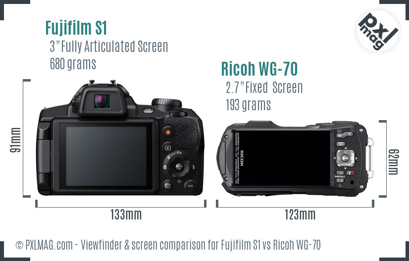 Fujifilm S1 vs Ricoh WG-70 Screen and Viewfinder comparison