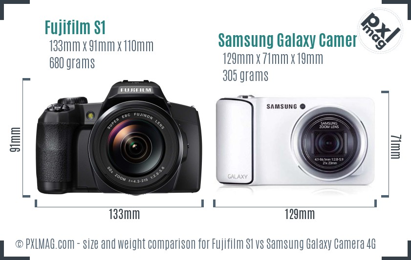Fujifilm S1 vs Samsung Galaxy Camera 4G size comparison Fujifilm S1 vs Samsung Galaxy Camera 4G size comparison