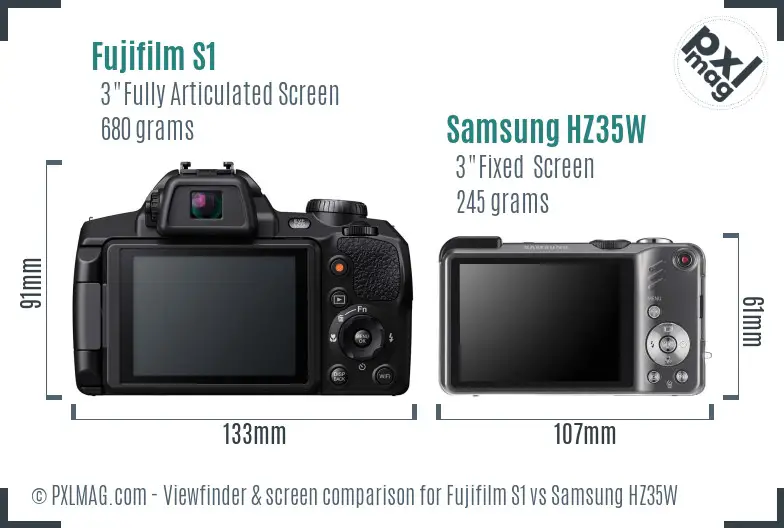 Fujifilm S1 vs Samsung HZ35W Screen and Viewfinder comparison Fujifilm S1 vs Samsung HZ35W Screen and Viewfinder comparison