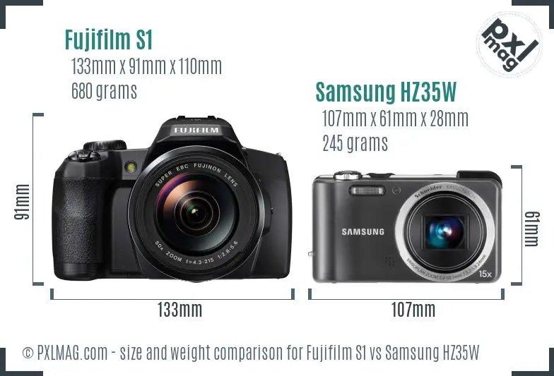 Fujifilm S1 vs Samsung HZ35W size comparison Fujifilm S1 vs Samsung HZ35W size comparison