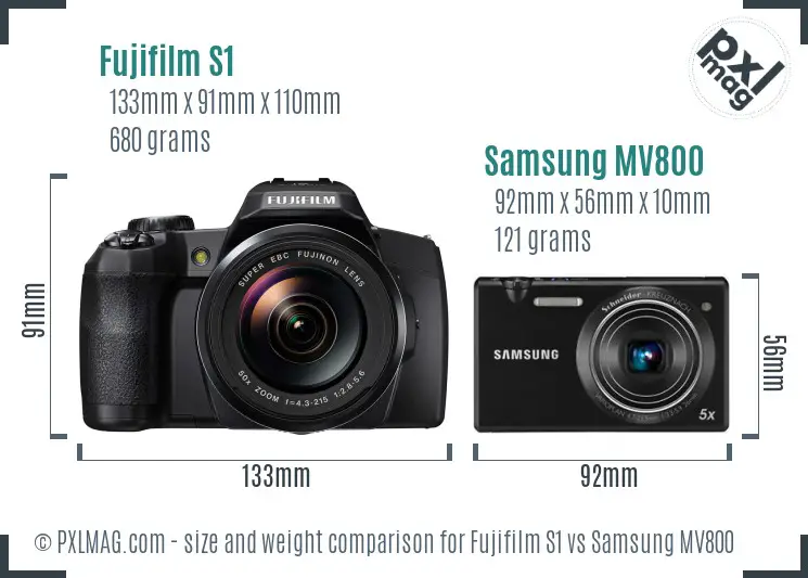 Fujifilm S1 vs Samsung MV800 size comparison