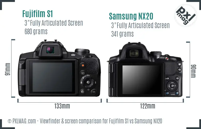 Fujifilm S1 vs Samsung NX20 Screen and Viewfinder comparison