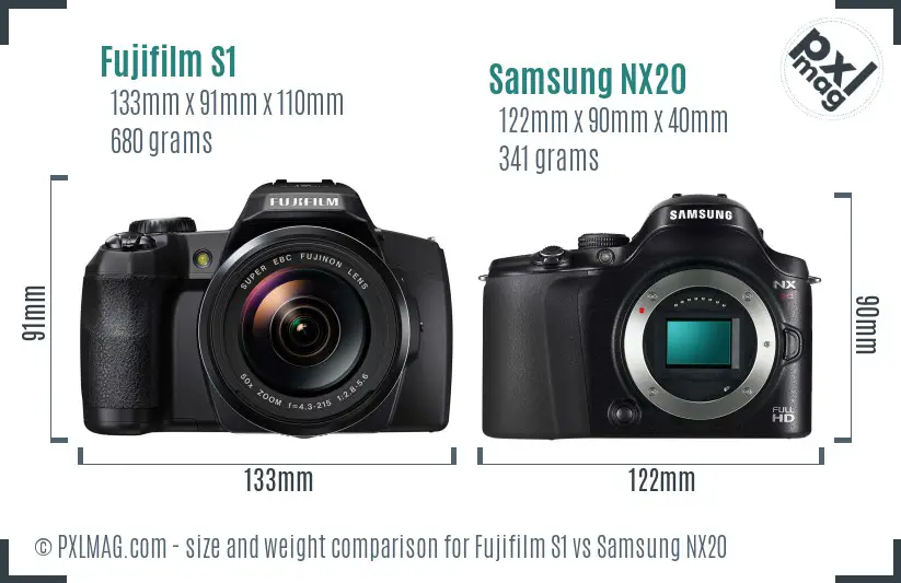 Fujifilm S1 vs Samsung NX20 size comparison