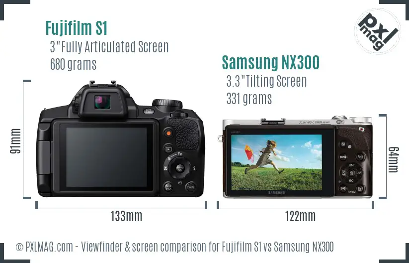 Fujifilm S1 vs Samsung NX300 Screen and Viewfinder comparison