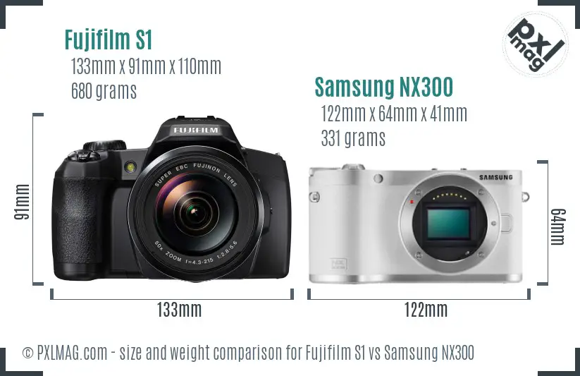 Fujifilm S1 vs Samsung NX300 size comparison