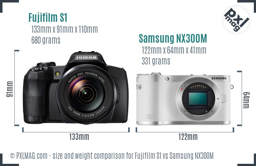 Fujifilm S1 vs Samsung NX300M size comparison