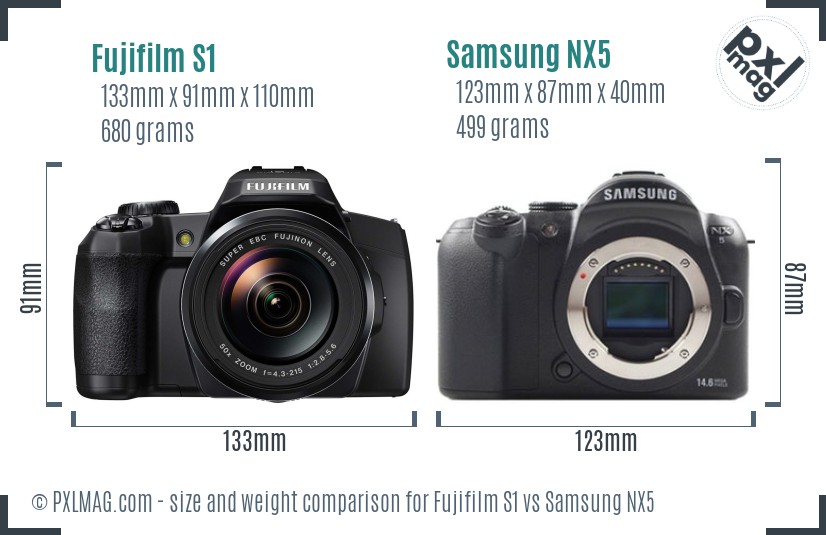 Fujifilm S1 vs Samsung NX5 size comparison Fujifilm S1 vs Samsung NX5 size comparison