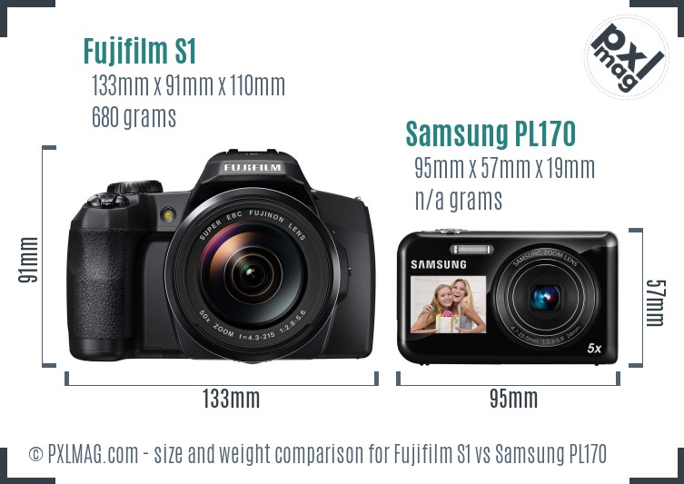 Fujifilm S1 vs Samsung PL170 size comparison