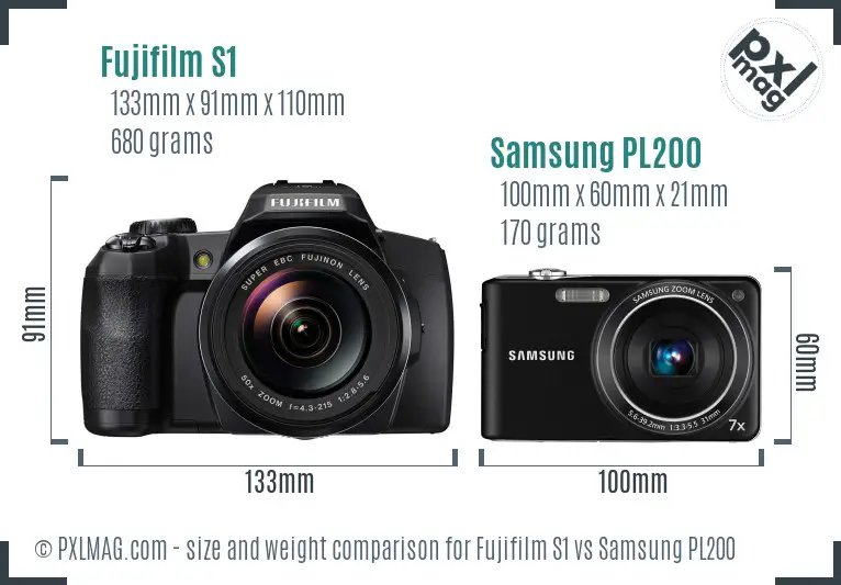 Fujifilm S1 vs Samsung PL200 size comparison