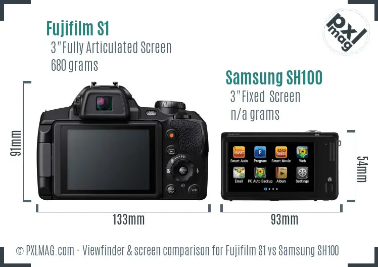 Fujifilm S1 vs Samsung SH100 Screen and Viewfinder comparison Fujifilm S1 vs Samsung SH100 Screen and Viewfinder comparison