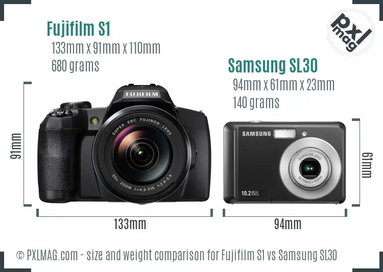 Fujifilm S1 vs Samsung SL30 size comparison Fujifilm S1 vs Samsung SL30 size comparison