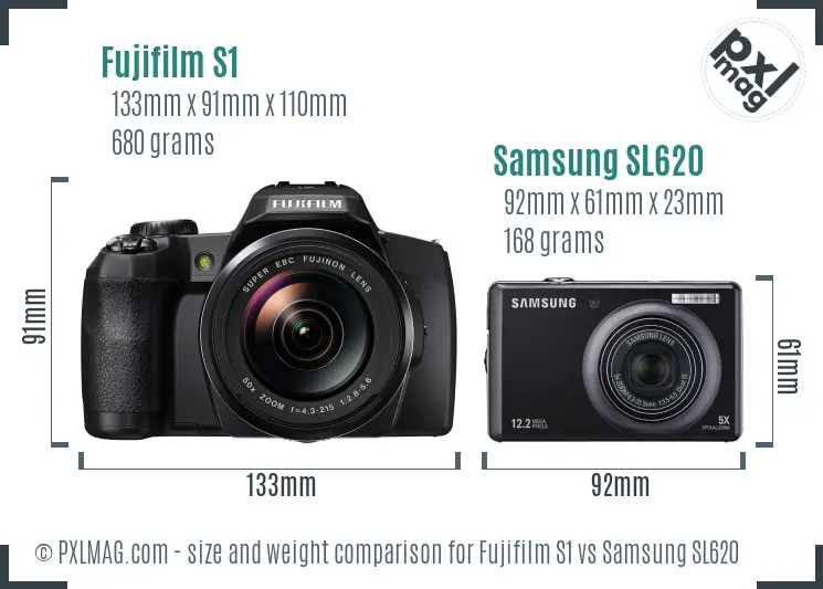 Fujifilm S1 vs Samsung SL620 size comparison