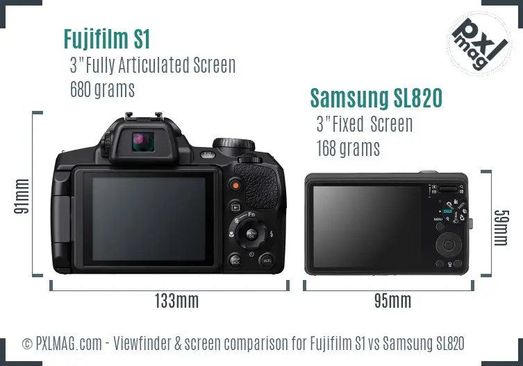 Fujifilm S1 vs Samsung SL820 Screen and Viewfinder comparison Fujifilm S1 vs Samsung SL820 Screen and Viewfinder comparison