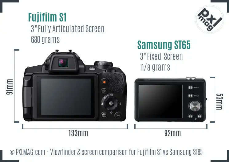 Fujifilm S1 vs Samsung ST65 Screen and Viewfinder comparison