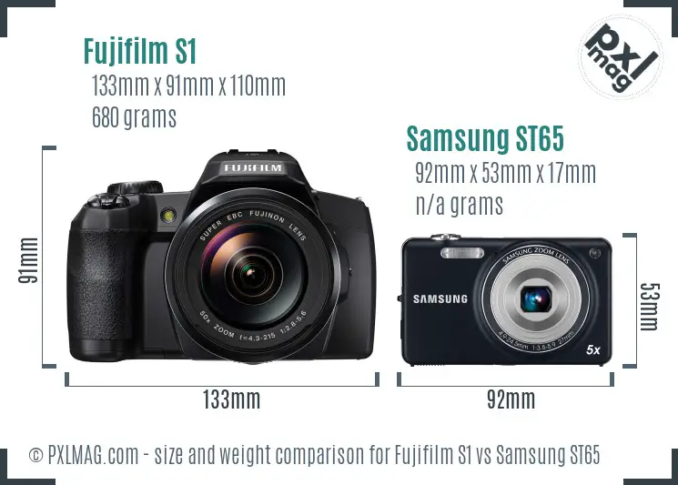 Fujifilm S1 vs Samsung ST65 size comparison