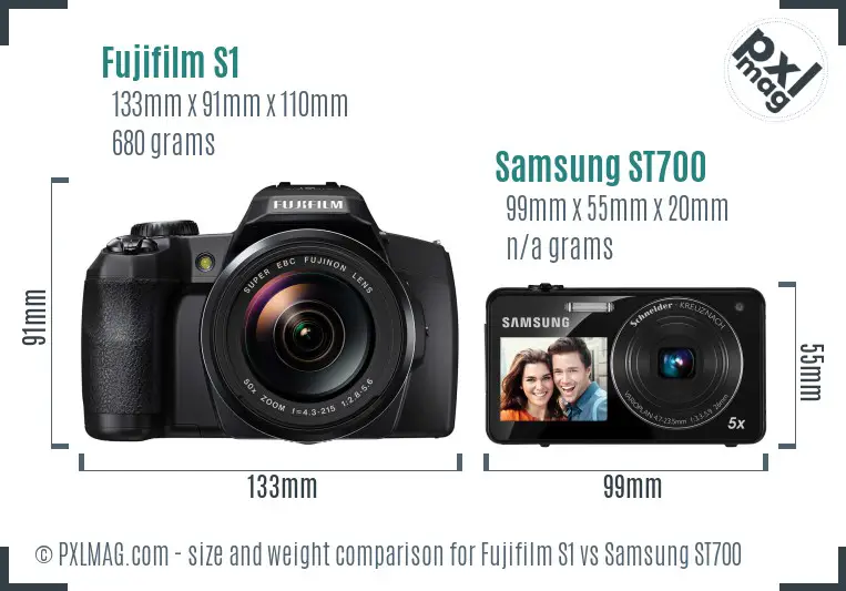 Size comparison between Fujifilm S1 and Samsung ST700
