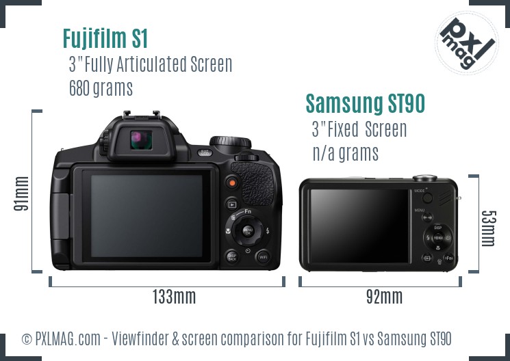 Fujifilm S1 vs Samsung ST90 Screen and Viewfinder comparison