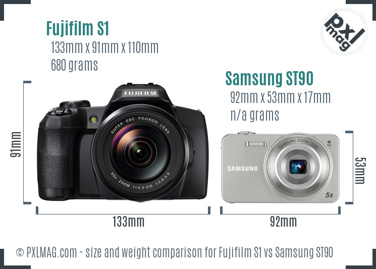 Fujifilm S1 vs Samsung ST90 size comparison