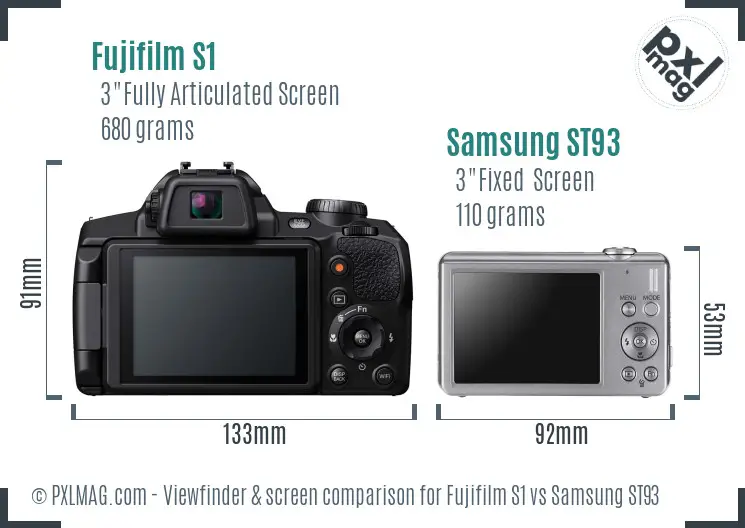 Fujifilm S1 vs Samsung ST93 Screen and Viewfinder comparison