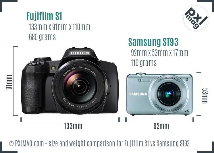 Fujifilm S1 vs Samsung ST93 size comparison