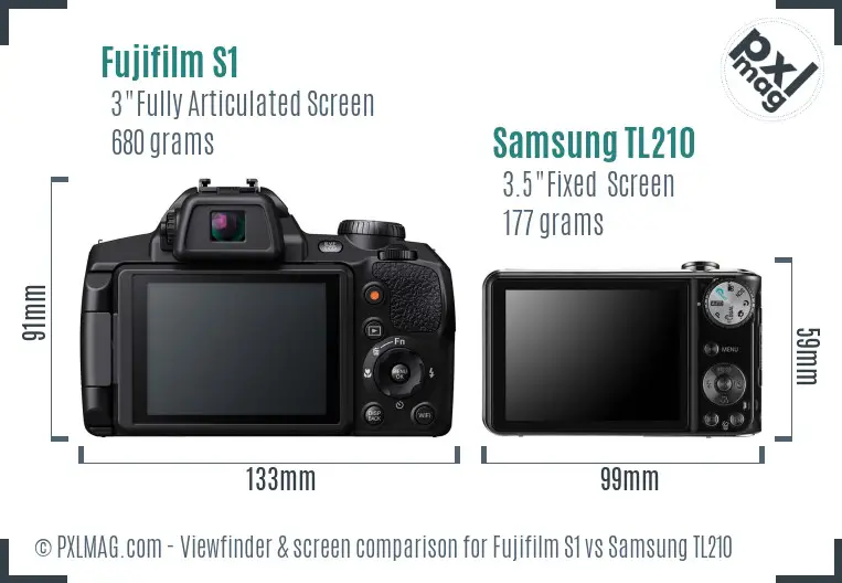 Fujifilm S1 vs Samsung TL210 Screen and Viewfinder comparison