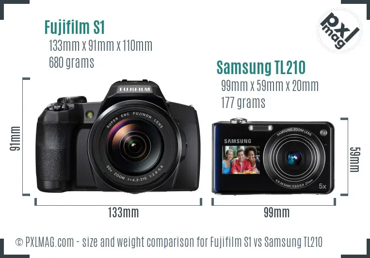 Fujifilm S1 vs Samsung TL210 size comparison