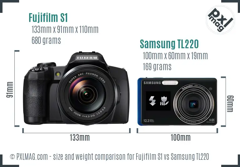 Fujifilm S1 vs Samsung TL220 size comparison