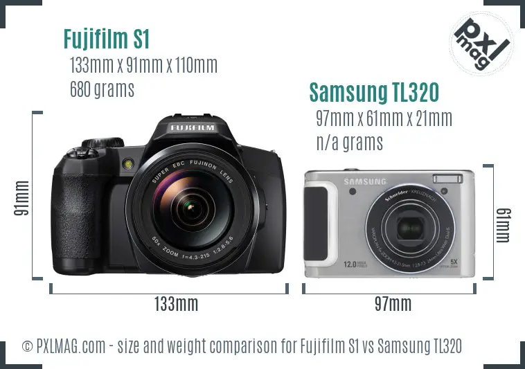 Fujifilm S1 vs Samsung TL320 size comparison