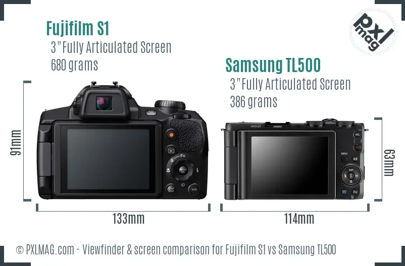 Fujifilm S1 vs Samsung TL500 Screen and Viewfinder comparison