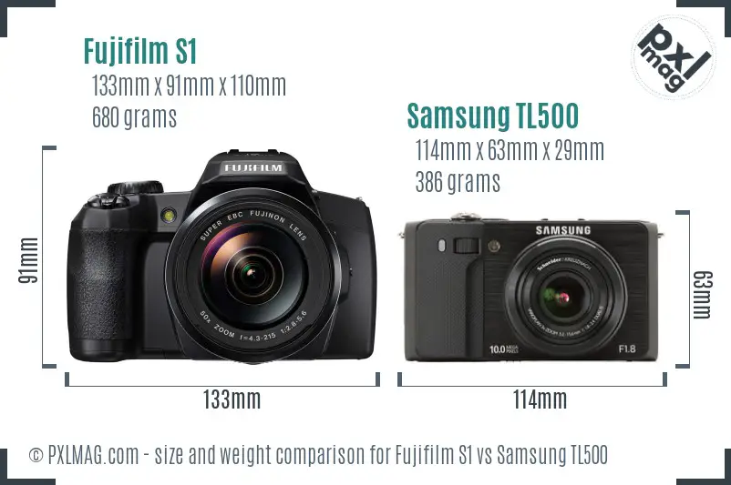 Fujifilm S1 vs Samsung TL500 size comparison Fujifilm S1 vs Samsung TL500 size comparison