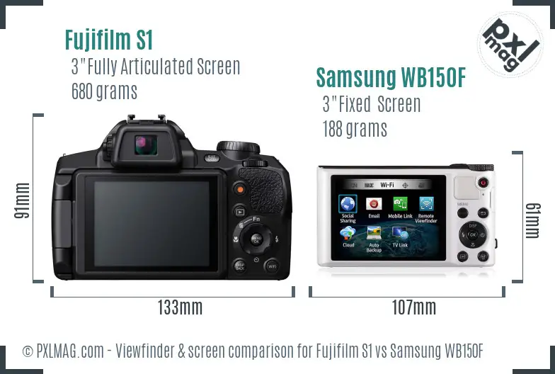 Fujifilm S1 vs Samsung WB150F Screen and Viewfinder comparison Fujifilm S1 vs Samsung WB150F Screen and Viewfinder comparison