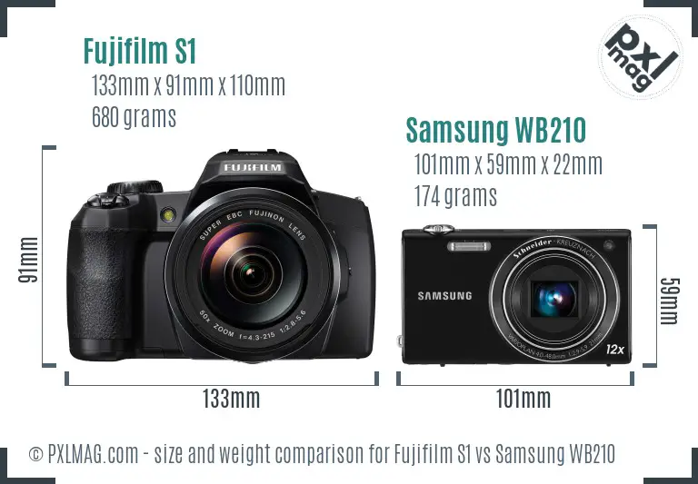 Fujifilm S1 vs Samsung WB210 size comparison