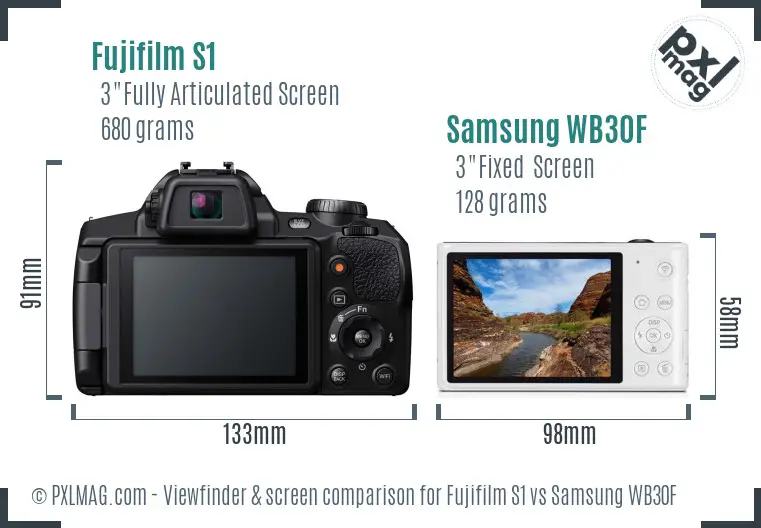 Fujifilm S1 vs Samsung WB30F Screen and Viewfinder comparison