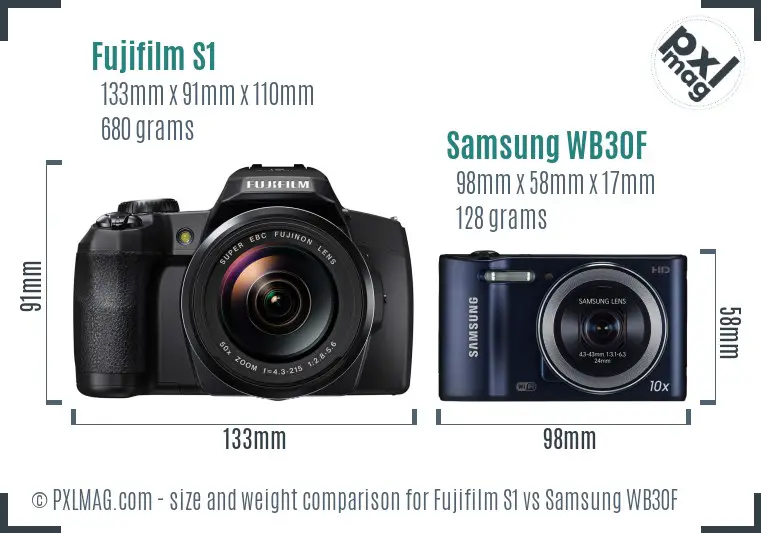 Fujifilm S1 vs Samsung WB30F size comparison