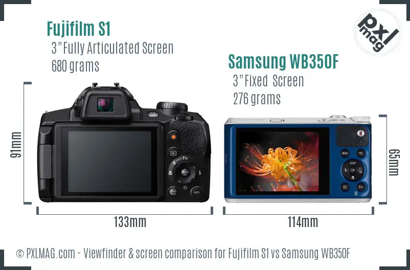 Fujifilm S1 vs Samsung WB350F Screen and Viewfinder comparison