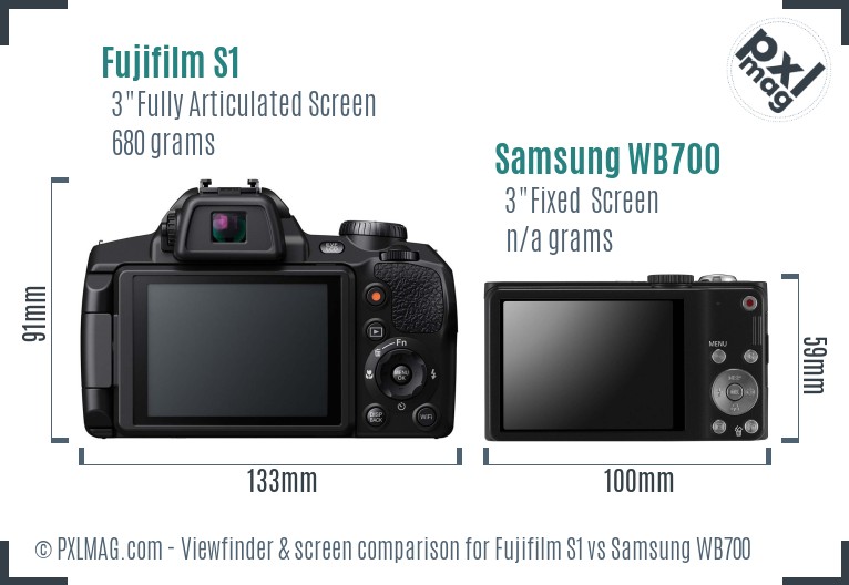 Fujifilm S1 vs Samsung WB700 Screen and Viewfinder comparison