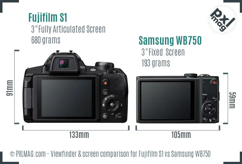 Fujifilm S1 vs Samsung WB750 Screen and Viewfinder comparison Fujifilm S1 vs Samsung WB750 Screen and Viewfinder comparison