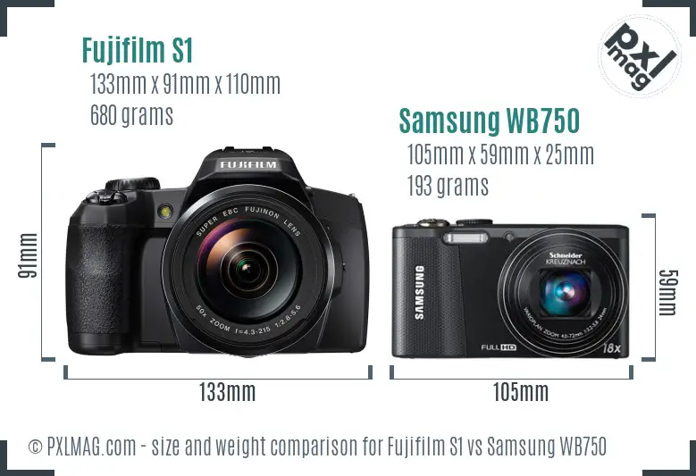 Fujifilm S1 vs Samsung WB750 size comparison Fujifilm S1 vs Samsung WB750 size comparison