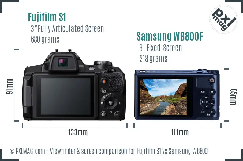 Fujifilm S1 vs Samsung WB800F Screen and Viewfinder comparison Fujifilm S1 vs Samsung WB800F Screen and Viewfinder comparison